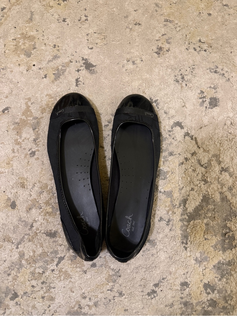 Coach Black Ballet Flats with Patent Toe